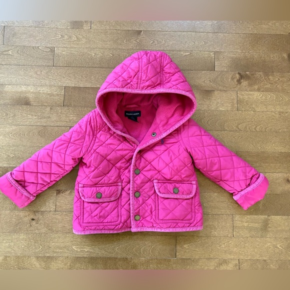 Ralph Lauren Pink Quilted Hooded Jacket 24 months - Picture 1 of 6